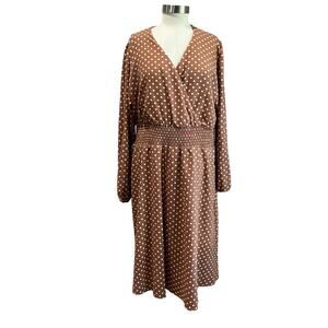 Draper James RSVP Women's Polka Dot Fit & Flare Long Sleeve Dress Size XXL